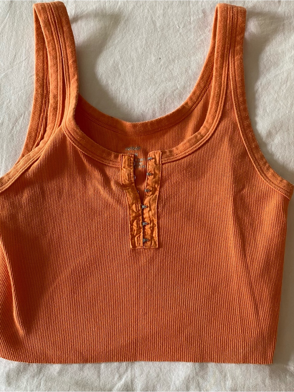 Aerie Ribbed Tank Women’s M Orange Scoop Neck Cotton Summer Crop Hook Closure